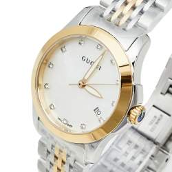 Gucci Mother Of Pearl Two-Tone Stainless Steel Diamond G-Timeless YA126513 Women's Wristwatch 27 mm