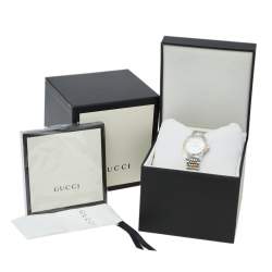Gucci Mother Of Pearl Two-Tone Stainless Steel Diamond G-Timeless YA126513 Women's Wristwatch 27 mm