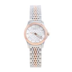Gucci Mother of Pearl Two-Tone Stainless Steel G-Timeless YA126539 Women's Wristwatch 27 mm