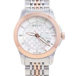 Gucci Mother of Pearl Two-Tone Stainless Steel G-Timeless YA126539 Women's Wristwatch 27 mm