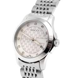Gucci Mother of Pearl Stainless Steel Diamonds G-Timeless 126.5 Women's Wristwatch 27 mm