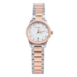  Gucci Mother Of Pearl Two Tone Stainless Steel YA126544 Women's Wristwatch 27 mm