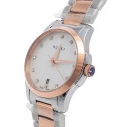  Gucci Mother Of Pearl Two Tone Stainless Steel YA126544 Women's Wristwatch 27 mm
