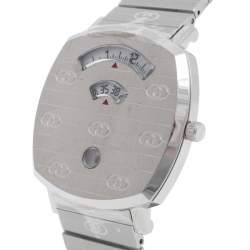 Pre Owned Gucci Silver Stainless Steel Grip YA157410 Women's Wristwatch 38 mm