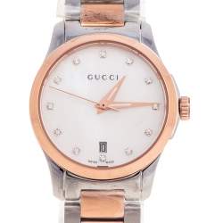  Gucci Mother Of Pearl Two Tone Stainless Steel YA126544 Women's Wristwatch 27 mm