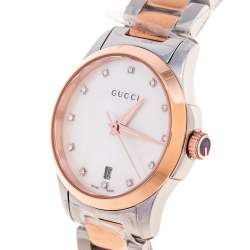  Gucci Mother Of Pearl Two Tone Stainless Steel YA126544 Women's Wristwatch 27 mm