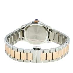 Pre Owned Gucci Mother of Pearl Two Tone Stainless Steel G-Timeless YA126544 Women's Wristwatch 27 mm