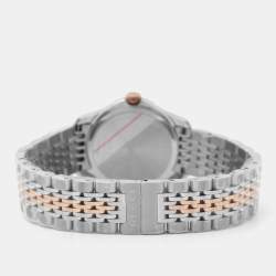 Pre Owned Gucci Mother Of Pearl Two-Tone Stainless Steel Diamonds G-Timeless YA126514 Women's Wristwatch 27 mm