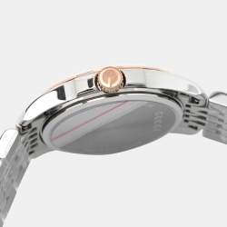 Pre Owned Gucci Mother Of Pearl Two-Tone Stainless Steel Diamonds G-Timeless YA126514 Women's Wristwatch 27 mm