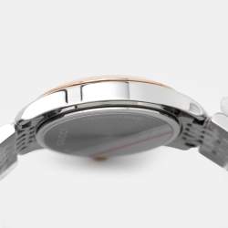 Pre Owned Gucci Mother Of Pearl Two-Tone Stainless Steel Diamonds G-Timeless YA126514 Women's Wristwatch 27 mm