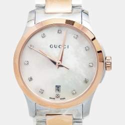 Gucci Mother of Pearl Two Tone Stainless Steel G-Timeless YA126544 Women's Wristwatch 27 mm