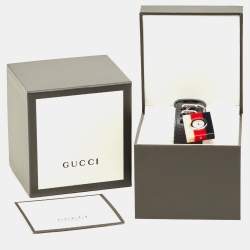 Pre Owned Gucci Mother Of Pearl Sylvie Web Resin Stainless Steel Leather Constance YA150515 Women's Wristwatch 30 mm