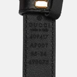 Pre Owned Gucci Black Leather GG Marmont Slim Belt 85CM