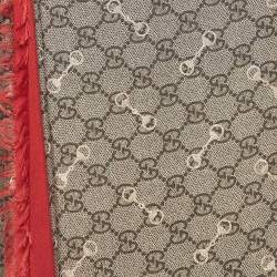 Gucci Brown GG Print Horsebit Modal Shawl 