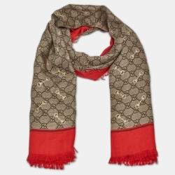 Gucci Brown GG Print Horsebit Modal Shawl 