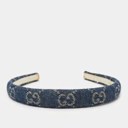 Pre Owned Gucci Blue GG Denim Headband 