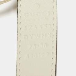 Pre Owned Gucci White Leather Queen Margaret Slim Belt 75CM