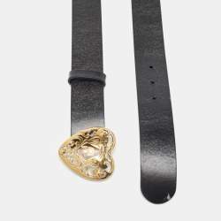 Pre Owned Gucci Black Leather Hysteria Buckle Belt 90CM