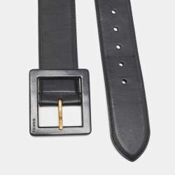 Pre Owned Gucci Black Leather Buckle Wide Belt 75CM