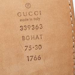 Pre Owned Gucci Black Leather Buckle Wide Belt 75CM