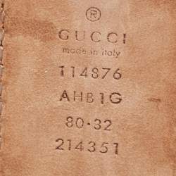 Pre Owned Gucci Gold Guccissima Leather Interlocking G Buckle Belt 80 CM