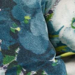 Pre Owned Gucci Blue GG Blooms Print Silk Headband