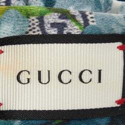 Pre Owned Gucci Blue GG Blooms Print Silk Headband