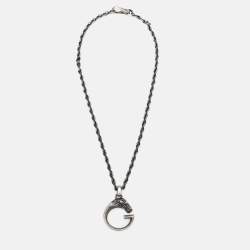 مملوكة مسبقًا Gucci   Horse Head 'G' Sterling Silver Pendant Necklace