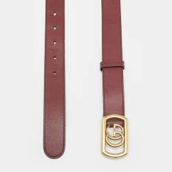 Gucci Burgundy Leather Framed Double G Buckle Belt 85 CM