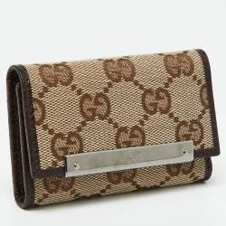 Gucci Beige/Brown GG Canvas and Leather Bow 6 Key Holder