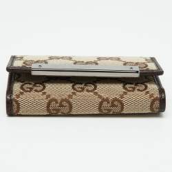 Gucci Beige/Brown GG Canvas and Leather Bow 6 Key Holder