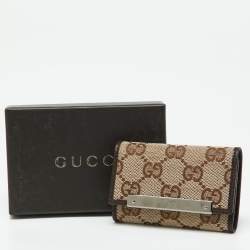 Gucci Beige/Brown GG Canvas and Leather Bow 6 Key Holder
