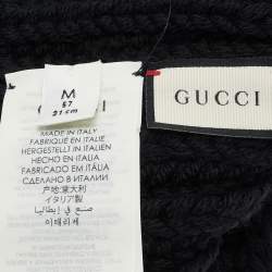 Gucci Black Rib Knit Wool Pom Pom Beanie M