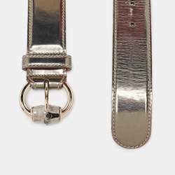 Pre Owned حزام غوتشي بإبزيم بامبو جلد أسود 90 سم