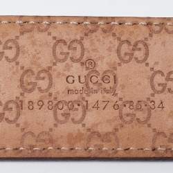 Pre Owned حزام غوتشي بإبزيم بامبو جلد أسود 90 سم