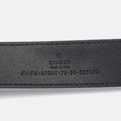 Pre Owned Gucci Black Leather GG Marmont Buckle Belt 75CM