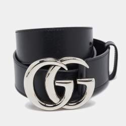 Gucci Black Leather GG Marmont Belt 75CM