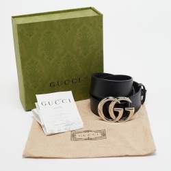 Gucci Black Leather GG Marmont Belt 75CM