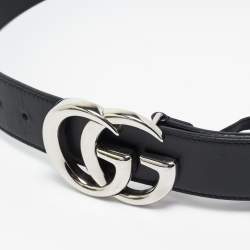 Gucci Black Leather GG Marmont Belt 75CM
