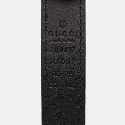Pre Owned Gucci Black Leather GG Marmont Slim Belt 90 CM