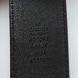 Pre Owned Gucci Black Leather GG Marmont Buckle Belt 85CM