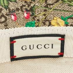 Pre Owned Gucci Multicolor GG Floral Print Coated Canvas Leather Trimmed Bucket Hat L