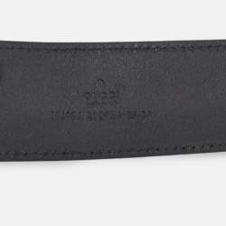 Gucci Black Leather Interlocking G Buckle Belt 85 CM