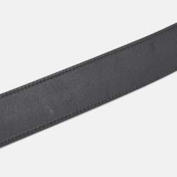 Gucci Black Leather Interlocking G Buckle Belt 85 CM
