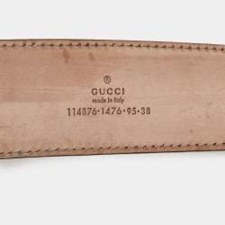 Pre Owned Gucci Gold Guccissima Leather Interlocking G Buckle Belt 95 CM