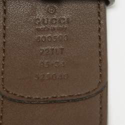 Pre Owned Gucci Beige/Brown GG Supreme Canvas and Leather GG Marmont Buckle Belt 85 CM