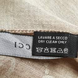 Pre Owned Gucci Beige GG Jacquard Wool & Silk Stole