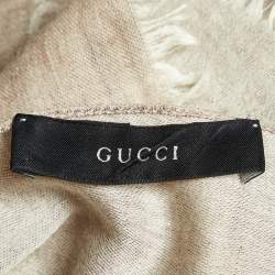 Pre Owned Gucci Beige GG Jacquard Wool & Silk Stole