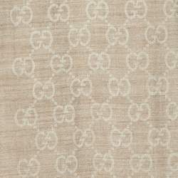 Pre Owned Gucci Beige GG Jacquard Wool & Silk Stole