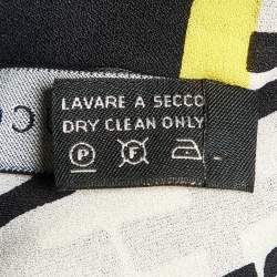 Pre Owned Gucci Monochrome Check Print Silk Narrow Stole 